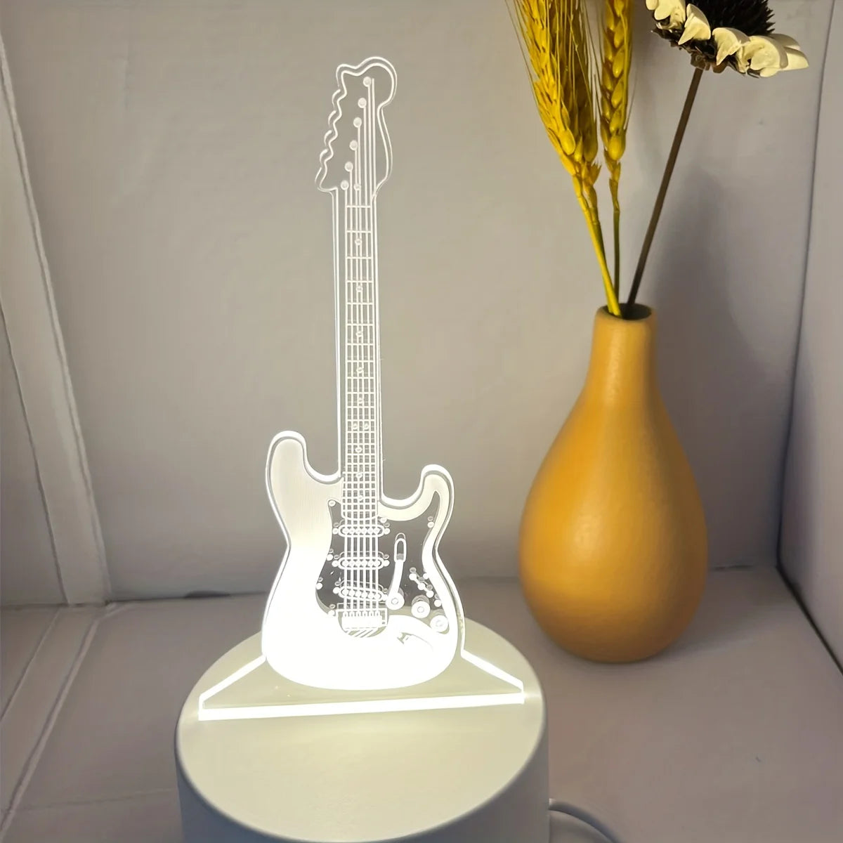 1pc 3D Stereo Night Light, Guitar Bedside Lamp